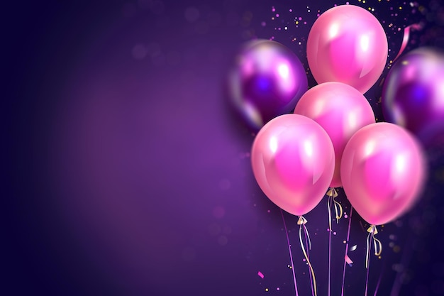 Pinker Ballonrahmen mit Platz für den Text Happy Birtday Jubiläum feiern Konzept