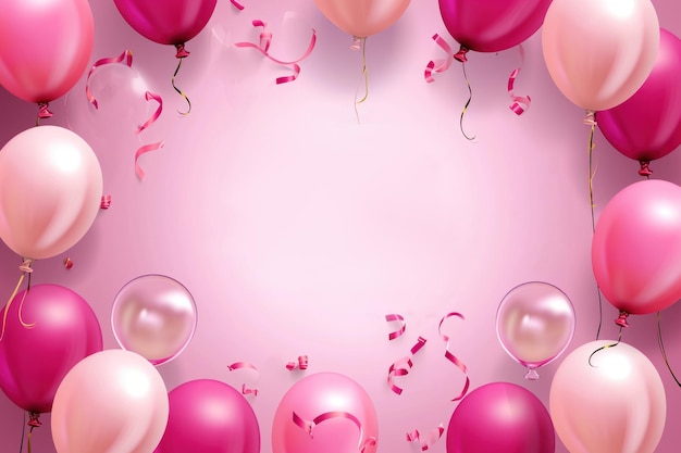 Pinker Ballonrahmen mit Platz für den Text Happy Birtday Jubiläum feiern Konzept