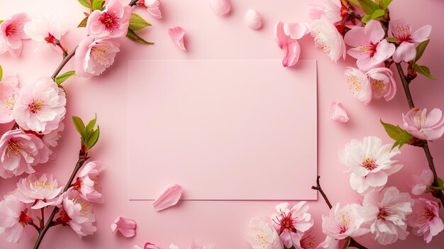 Pinker Blumen-Hintergrund mit Kopierraum Abstraktes natürliches Blumenrahmen-Layout Hochzeits-Einladung