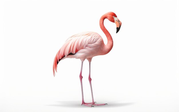 Foto pinker flamingo, der auf hinterbeinen steht