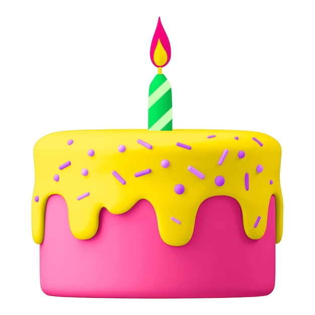 Pinker Geburtstagskuchen png 3D-Aufkleber durchsichtiger Hintergrund