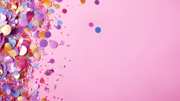 Pinker Hintergrund für Text mit Konfetti und farbigen Funkeln