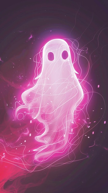 Pinker Kawaii-Geist, der über Halloween schwebt, nahtloses Muster, süßer Geist, Halloween-Geist.