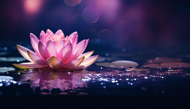 Pinker Lotus auf der Nacht Teich Knospen geöffnet
