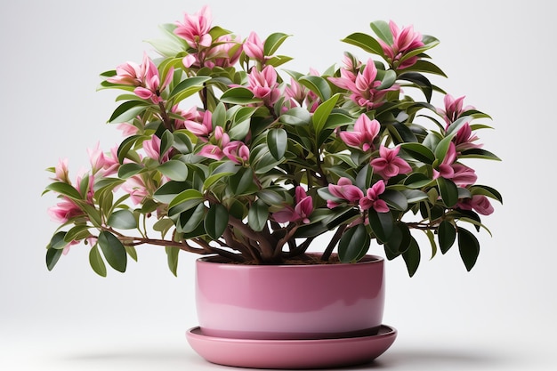 Pinker Rhododendron in einem Topf auf weißem Hintergrund