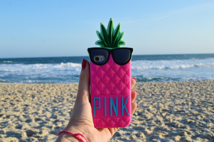 Foto pinker telefonkoffer