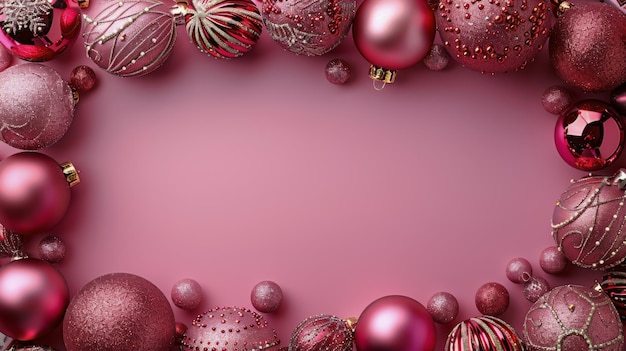 Pinker Weihnachtsschmuck Hintergrund mit Schmuck