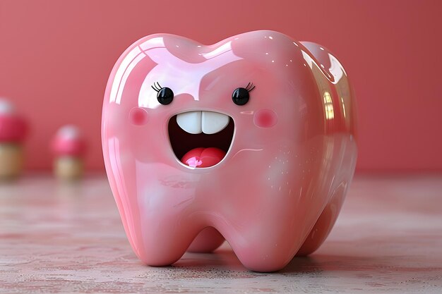 Pinker Zahnbürstenhalter mit lächelnder Zahn-Generative KI