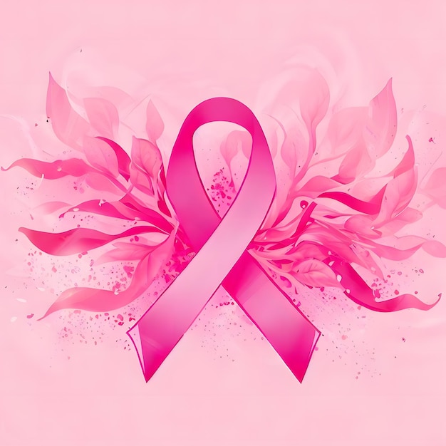 Pinkes Bewusstseinsband mit rosa Hintergrund für Brustkrebs-Überlebende Hoffnung