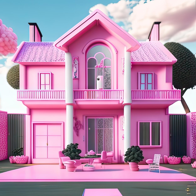 Pinkes Traumhaus Generative KI