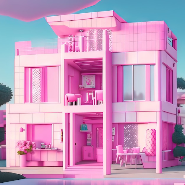 Foto pinkes traumhaus generative ki