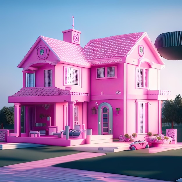 Pinkes Traumhaus Generative KI