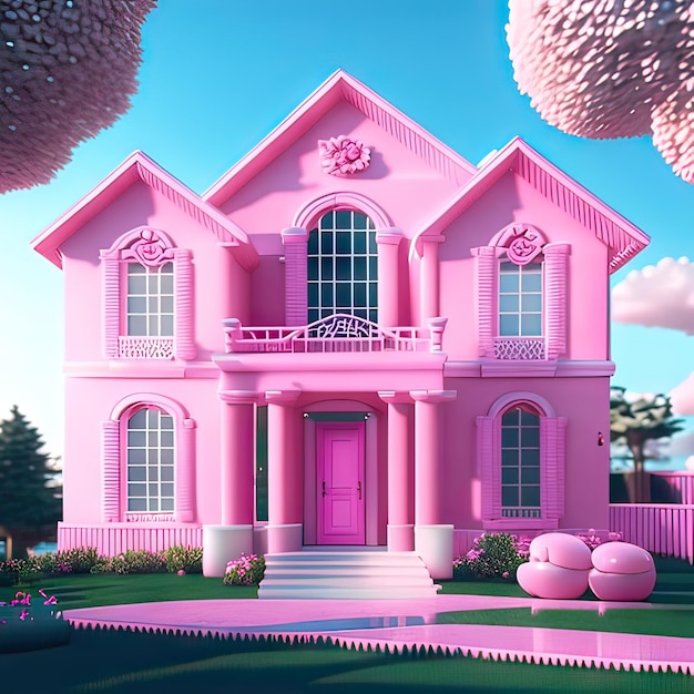 Pinkes Traumhaus Generative KI