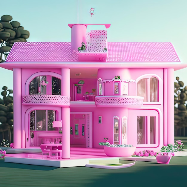 Pinkes Traumhaus Generative KI