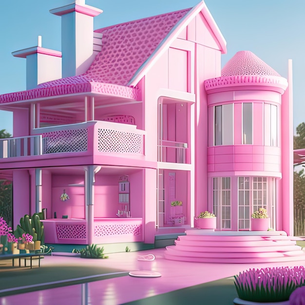 Pinkes Traumhaus Generative KI