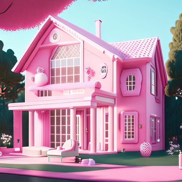 Pinkes Traumhaus Generative KI