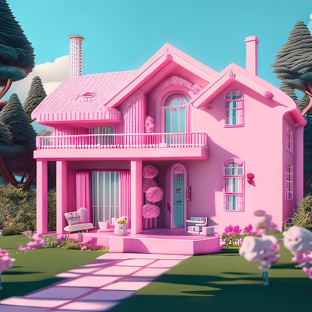 Pinkes Traumhaus Generative KI