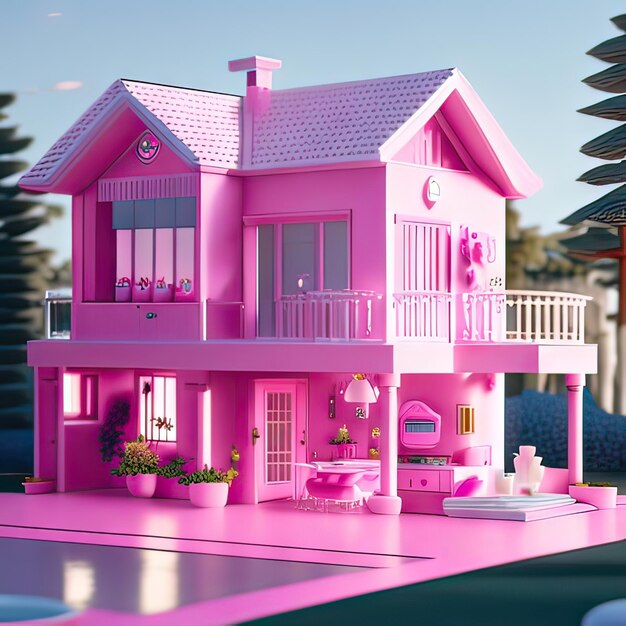 Foto pinkes traumhaus generative ki