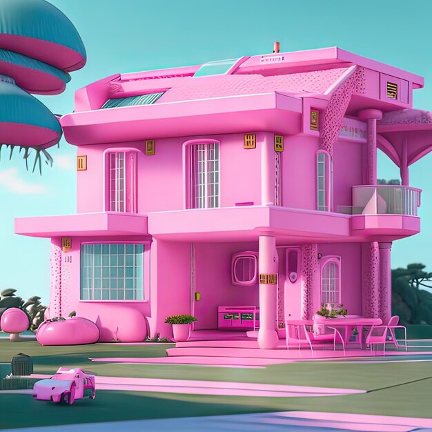 Foto pinkes traumhaus generative ki