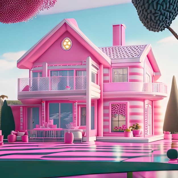 Foto pinkes traumhaus generative ki