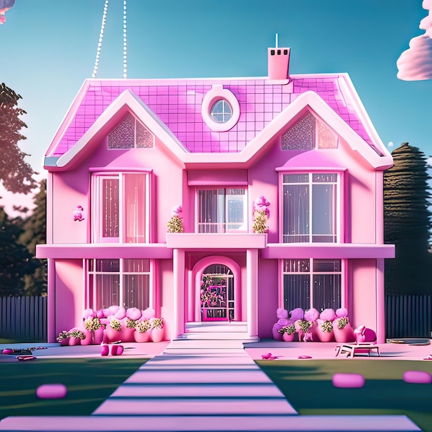 Pinkes Traumhaus Generative KI