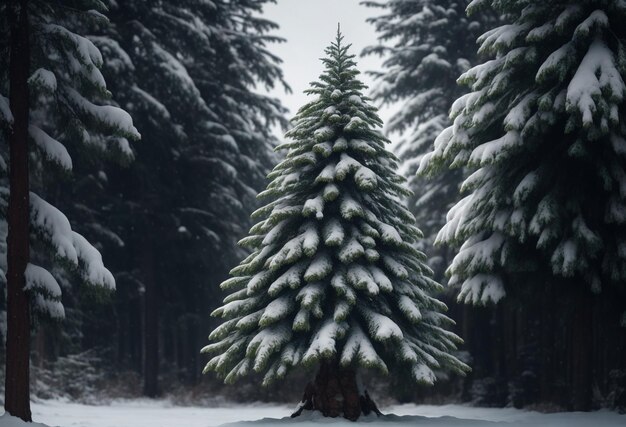 pinos cubiertos de nieve