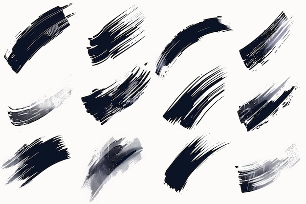 Pinselstreich-Symbol Pinselstreif-Schmied isolierter Pinselstreifen gemalte Textur Tinte Farbe Form Spritzfleck-Set