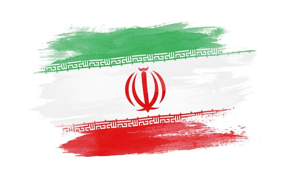 Pinselstrich der iranischen Flagge, Nationalflagge auf weißem Hintergrund