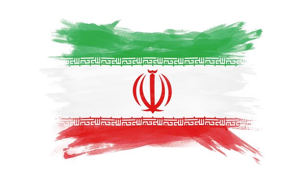 Pinselstrich der iranischen Flagge, Nationalflagge auf weißem Hintergrund