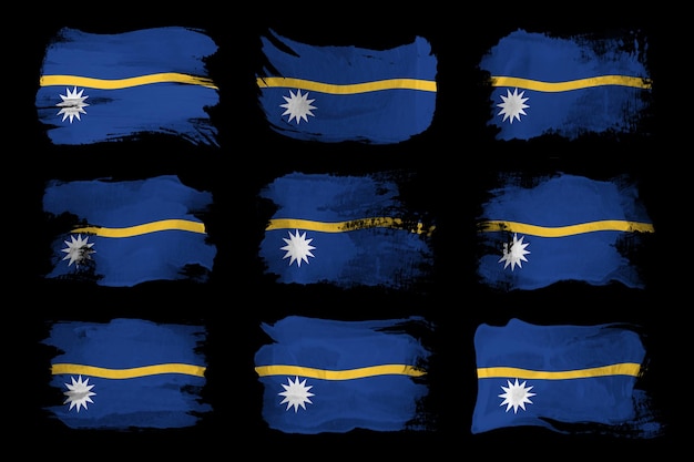 Pinselstrich der Nauru-Flagge, Nationalflagge auf schwarzem Hintergrund