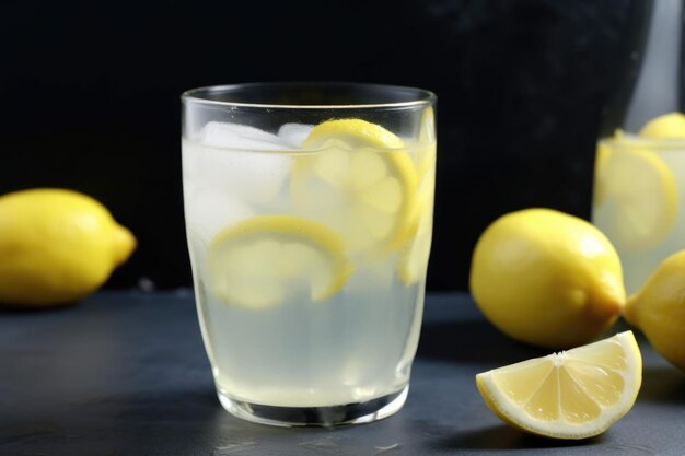 Pinta de limonada de verão com fatia de limão fresco flutuando em cima criada com ai generativa