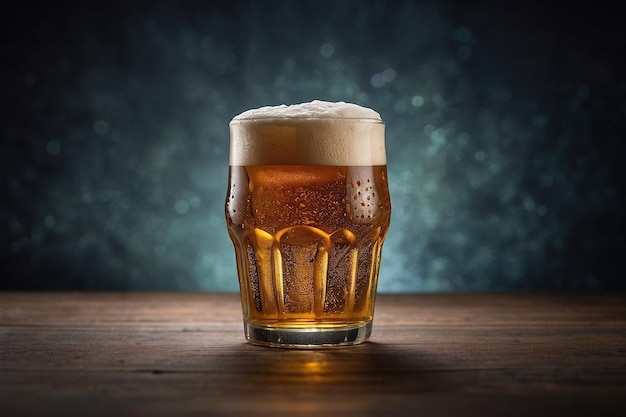 Una pinta espumosa de cerveza en un vaso de pinta tradicional
