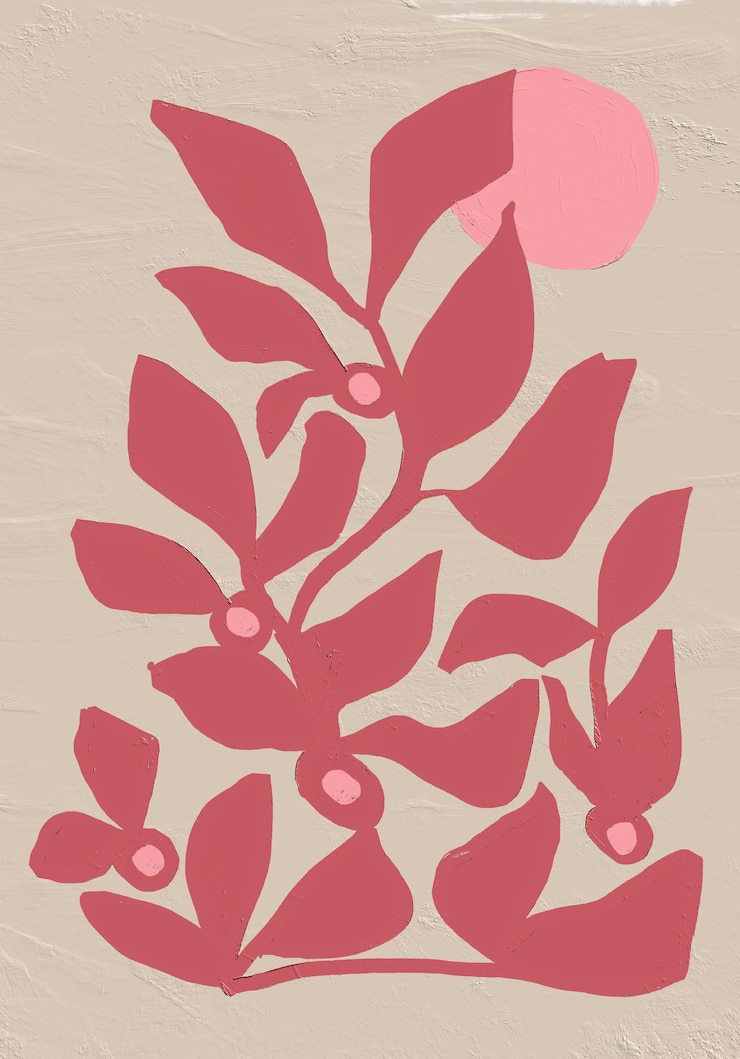 Foto pintado abstrato botânico moderno formas estilo matisse natureza boho arte minimalista