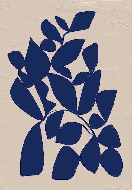 Pintado Abstrato Botânico Moderno Formas Estilo Matisse Natureza Boho Arte Minimalista