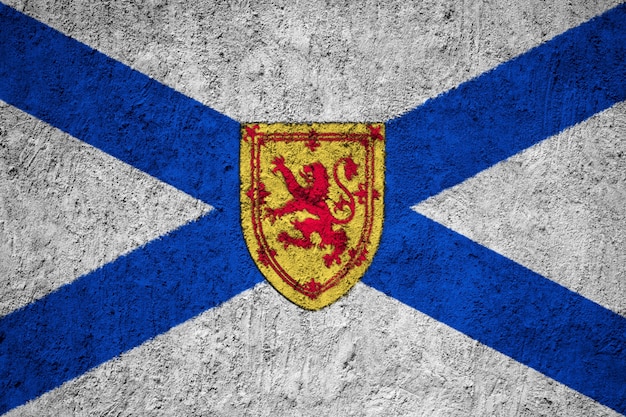 Pintado, bandeira nacional, de, nova escócia, ligado, um, concreto, parede