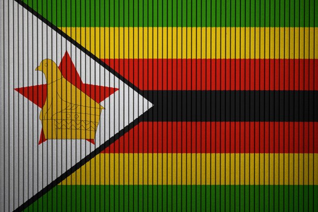 Foto pintado, bandeira nacional, de, zimbabwe, ligado, um, concreto, parede