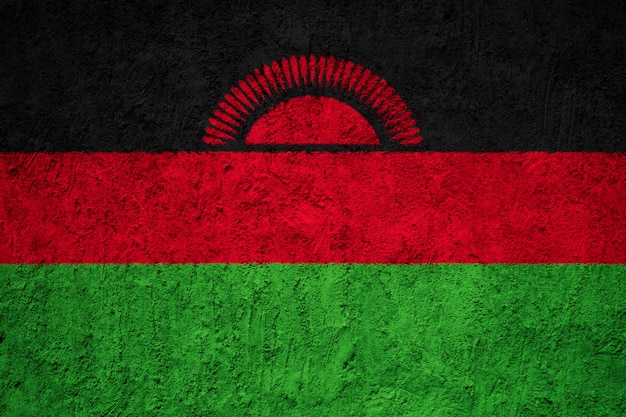 Pintado bandera nacional de malawi en un muro de hormigón