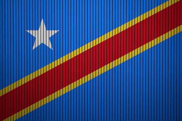 Pintado bandera nacional de la República Democrática del Congo en un muro de hormigón