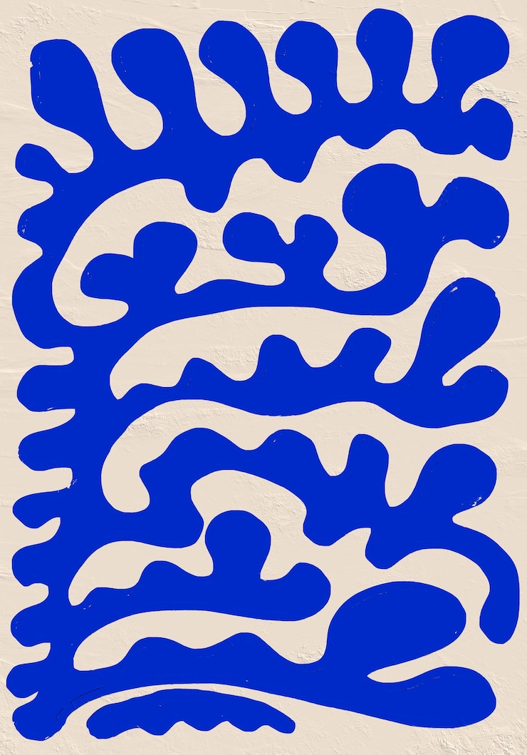 Foto pintado formas botánicas matisse estilo coral naturaleza arte lienzo imprimible pintura
