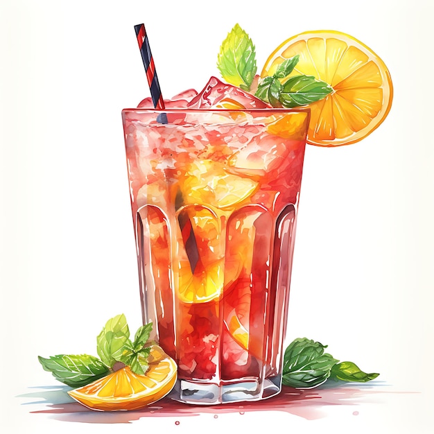 Pintando los sabores Un viaje colorido en las ilustraciones de bebidas a acuarela
