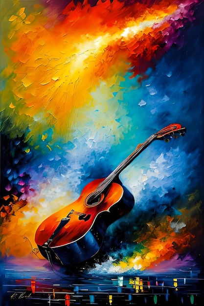 Pintar a óleo uma guitarra