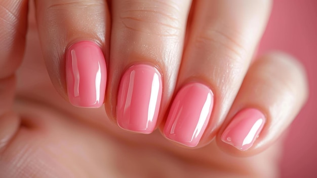 Foto pinte as unhas com um lindo tom de rosa para uma aparência cuidadosa