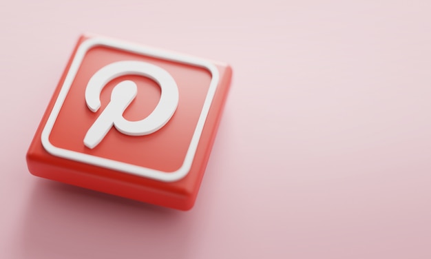 Foto pinterest logo 3d rendering cerrar. plantilla de promoción de cuenta.