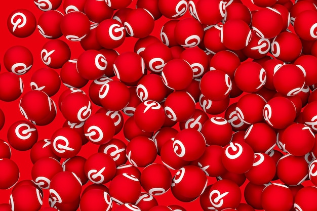 Pinterest Logo Emoji 3D-Render auf transparentem Hintergrund, Social Media Ballonsymbol mit Pinterest