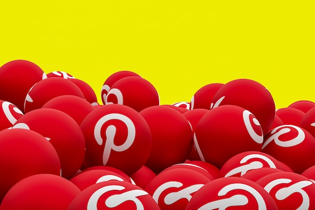 Pinterest logo emoji 3d render en fondo transparente, símbolo de globo de redes sociales con pinterest