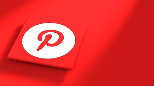 Pinterest Logo minimale einfache Designvorlage. Kopierraum 3d