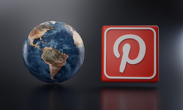 Pinterest Logo neben Earth Render.