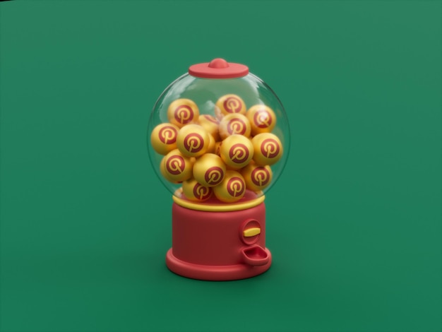 Pinterest social media gumball machine arcade candy bubble gum ilustração 3d