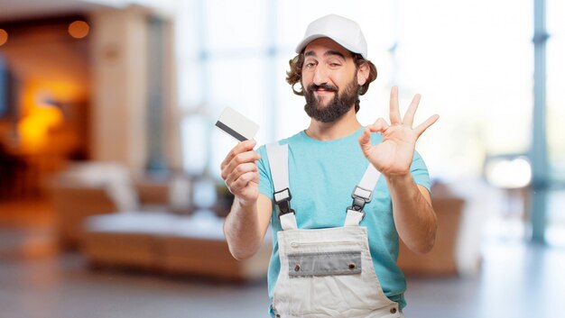 Pintor profesional com um cartão de crédito