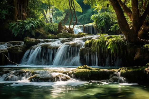 una pintoresca cascada enclavada en un exuberante paisaje forestal